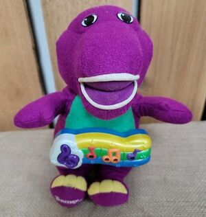 Vintage 2001 Sparkle 'N Sing Barney Toy Musical Stuffed Animal Plush 9"